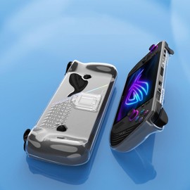 OURHZTB Anti-slip Protective Case TPU Transparent Cover Shell with Kickstand Compatible for ASUS ROG ALLY X Handheld Game Console Grip (Clear)