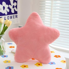 Bettschlange Cuddly Cushion Children, Star Children's Cushion, Soft Fluffy Star Cushion, Children's Room Star Shape Decorative Cushion for Girls and Boys, Home Bedroom, Pink, 30 x 30 cm