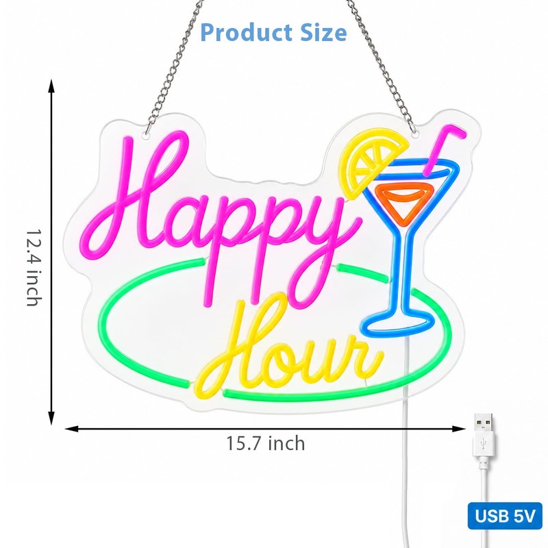 Chordwave LED Bar Sign – Happy Hour Neon Bar Sign