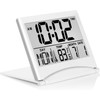 Digital Travel Alarm Clock - Foldable Calendar Temperature Timer LCD