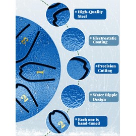 Steel Tongue Drum: 3 Inch 6 Notes Rain Drum for Outdoor Use, Hang Drum Instrument, Handpan Drum for Kids, Sound Healing Meditation (Sky blue)