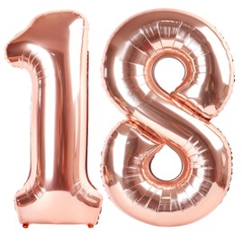 40 Inch Rose Gold Balloon Number 18 Balloon,Jumbo Mylar Foil Helium Balloon for 18 Digital Balloons for Birthday Party,Wedding Anniversary Party Decorations