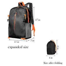 Yloxuf 15L Lightweight Packable Backpack, Foldable Hiking Bag, Travel Backpack for Women Man, Waterproof Outdoor Camping Day Pack, Black