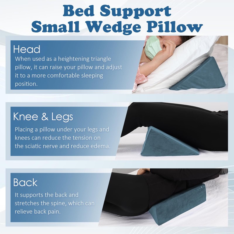 Zantle Small Wedge Pillow, Wedge Pillow for Bed Sores, Positioning