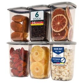 uandu 6 Storage Jars with Lid, Airtight Storage Box for Kitchen, Storage & Organisation, Storage Jars Set, BPA Free, Kitchen Organiser, Storage Container, Kitchen Accessories, Storage Container