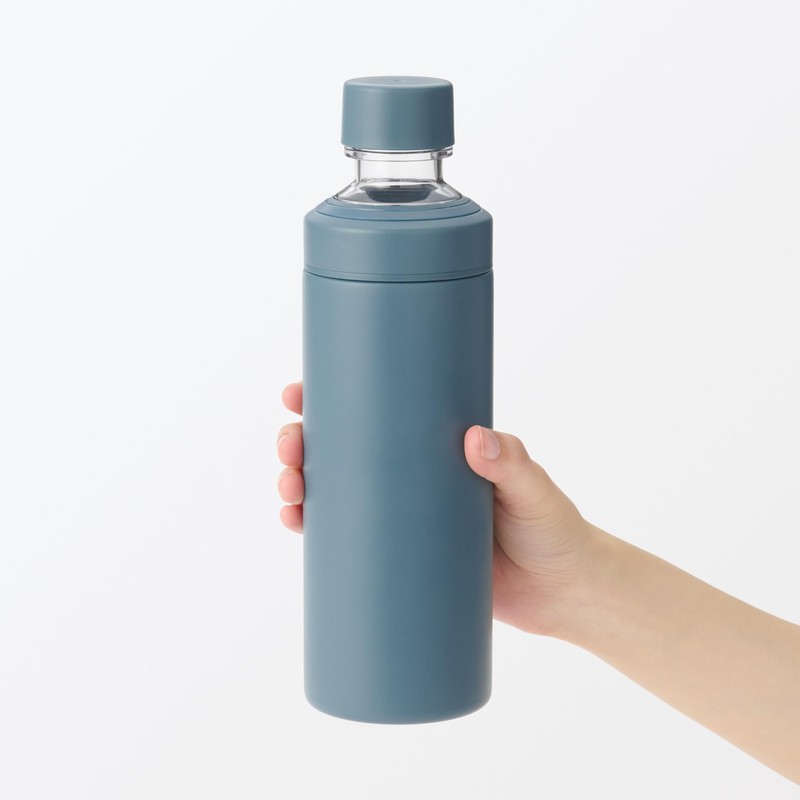 Mujinrushi Stainless Steel Carbonation-Safe Insulated Bottle - Dark Blue 600mL