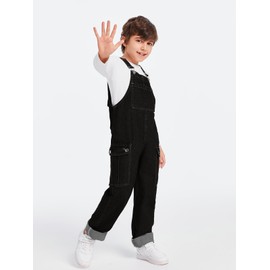 Haloumoning Boys Fashion Denim Overalls with Flap Pockets 5-14 Years