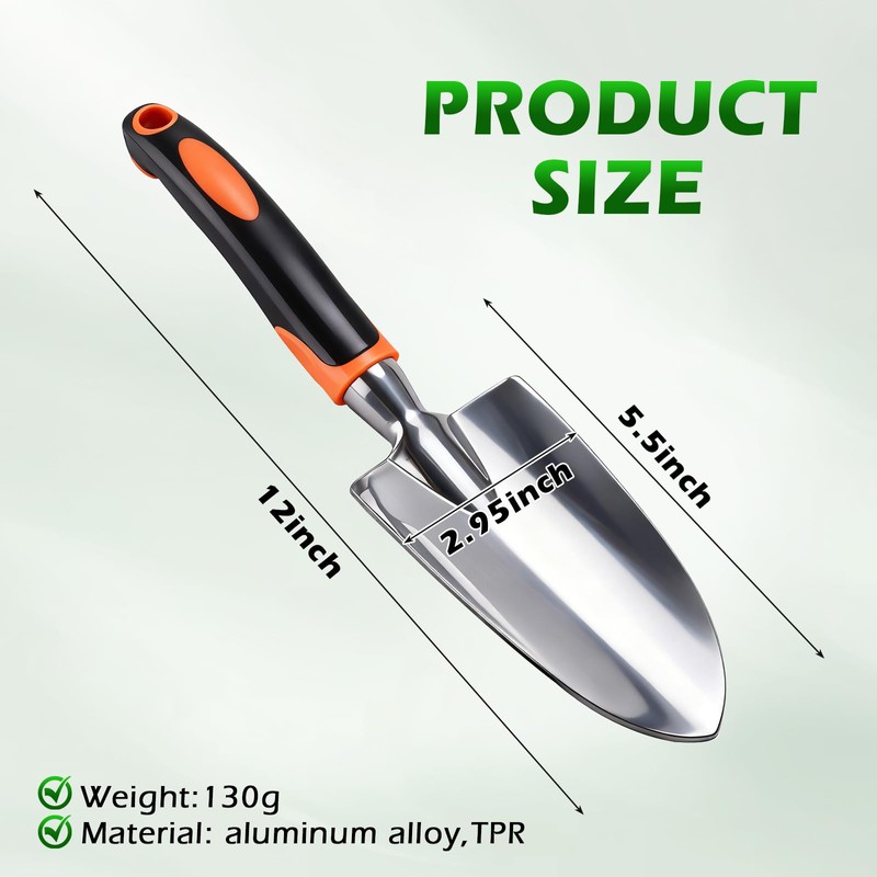 Patioer Garden Shovel Hand Trowel Cast-Aluminum Heavy Duty Mini Shovel