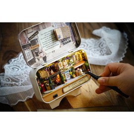 Flever Dollhouse Miniature DIY House Kit Creative Room With Furniture and Cover for Romantic Valentine's Gift(Happy Corner)