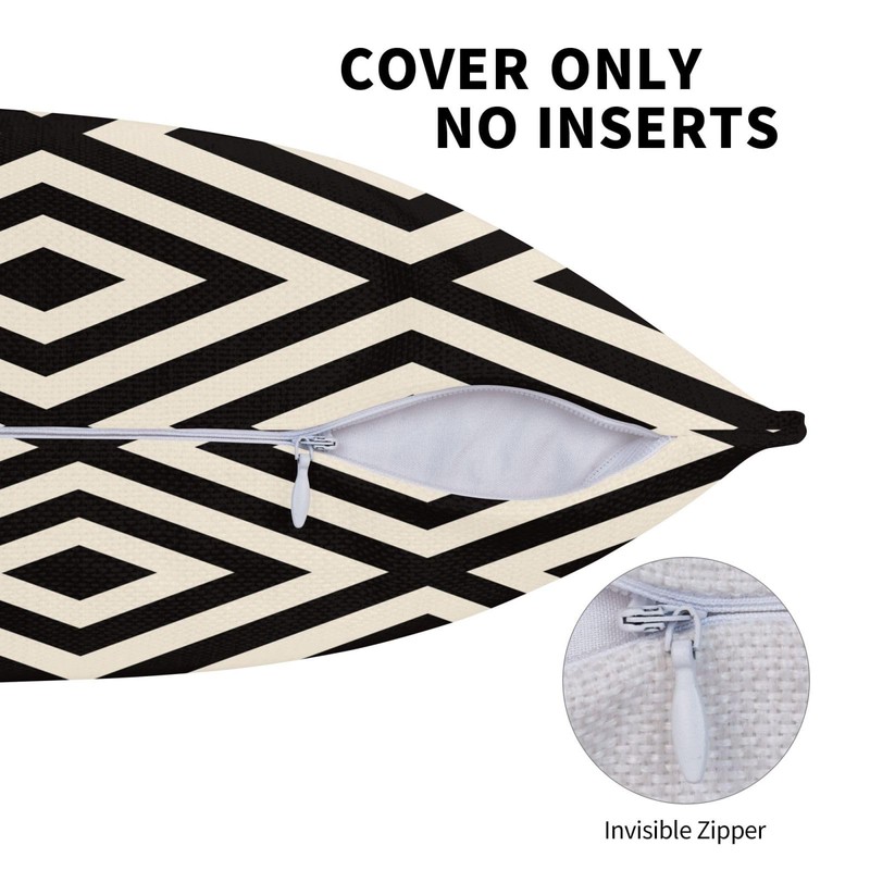 ZYNTIRAX Geometric Striped Throw Pillow Covers Black and White Diagonal