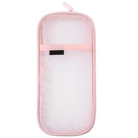 Clear Mesh Pencil Case Pouch, Clearly Visible Grid Pen Cases Organizer for Adult, Zipper Transparent Stationary Makeup Bag for Travel Office (Pink, One Size)