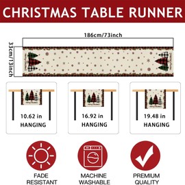 Table runner Christmas decoration, table decoration Christmas table runner winter, Christmas tree, snowflake Christmas table runner, washable for kitchen, bar, dining table decoration Christmas