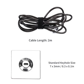Laptop Lock 360 Degree Rotation Cable Lock Galvanized Steel 2M Cable Length Security Locks for Notebook Computers Monitors Projectors