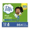 Puffs Plus Lotion 2-Ply Facial Tissues 12 Cube Boxes, 72