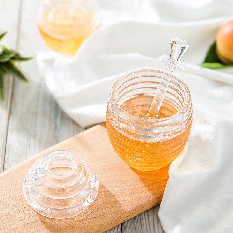 VOBOR Honey Jar with Dipper - Honey Bee Pot, Professional