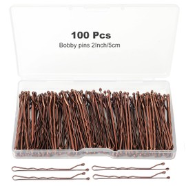 Zuolabty 100Pcs Bobby Pins Brown Hair Pins Kit for Women Girls Kids Premium Wavy Brown Bobby Pins Hair Clips with Storage Box,Suitable for All Hair Types (Brown, 2inch)