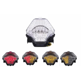 Fit For Yamaha 2015-2017 FZ07；2014-2017 MT-07; 2015-2017 YZF-R25; 2015-2022 YZF-R3/ ABS; Rear Lamp Brake Tail Light with Integrated Turn Signal Indicators (Clear, Style2 LED Flash)