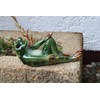 Holzwurm Decorative Ceramic Frog Lying Down Green Glazed 20cm