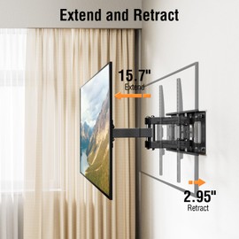 ELIVED UL Listed TV Wall Mount for Most 26-65 Inch tvs, Full Motion TV Mount with Swivel and Tilt, Wall Mount Bracket Max VESA 400x400mm, Holds up to 99 lbs.
