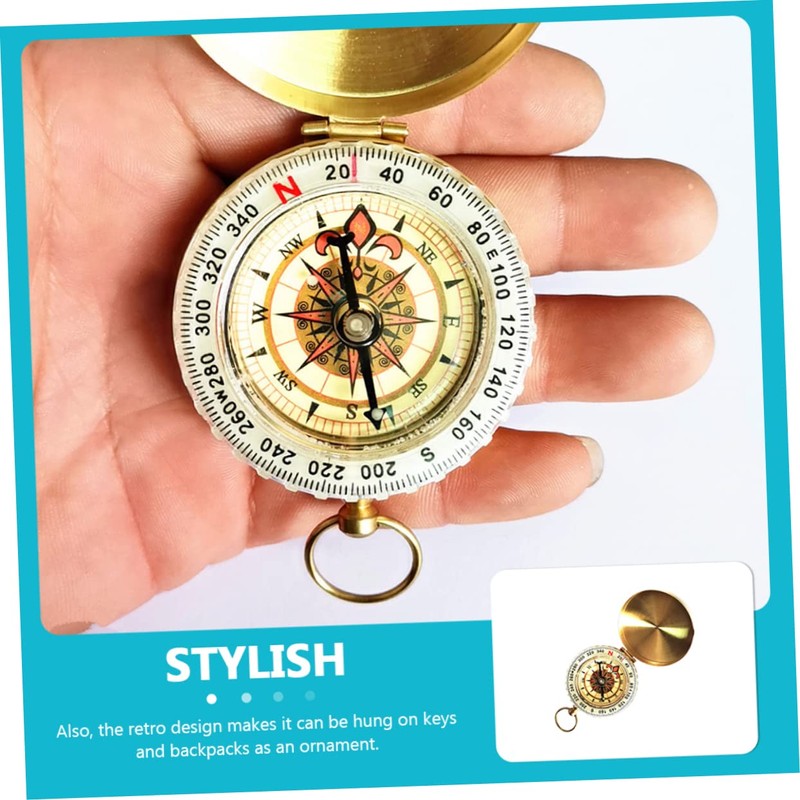 Sosoport Elegant Copper Compass Pendant Compact Design for Hiking Camping
