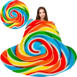 ARESD Rainbow Lollipop Throw Blanket for Nursery Toddler Baby Kids Plush Round Blanket Gifts for Boys,Girls 59 Inches