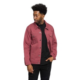 VICTORIOUS Men's Solid Color World Tour Denim Jean Jacket DK192 - Brick - 3X-Large