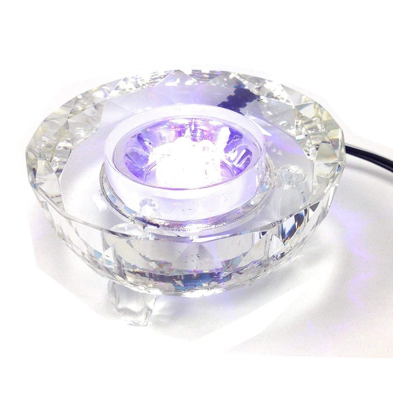 Amlong Crystal 7 LED Colored Lights Illuminated Round Crystal Display