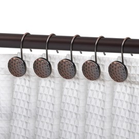 Utopia Alley Shower Rings Hooks, Shower Curtain Rings Hooks for Bathroom, Rust Resistant Shower Curtain Hooks Rings, Set of 12 (Oil Rubbed Bronze)