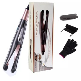 Em Yeraz Curl and Straight Confidence Straightener 2 in 1 Hair Styling Tool- Black/Bronze