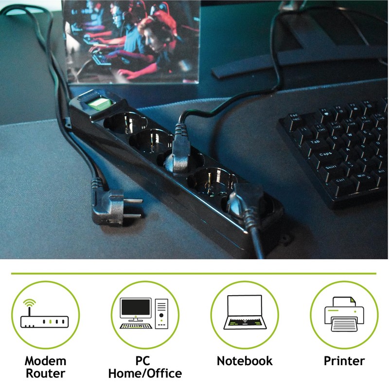 Tecnoware Power Strip - Electrical Power Strip with 5 Schuko/Italy