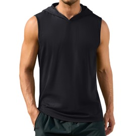 TACVASEN Mens Workout Hooded Tank Tops Bodybuilding Muscle T Shirt Sleeveless Gym Hoodies Tank Top Hoodie Workout Shirt Black