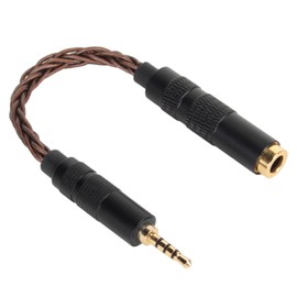 4.4mm Balanced Female to 2.5mm Male Earphone Cable, 5.5in Portable Headphone Adapter Cable, Headphone Adapter Cable with Gold Plated Plug, Single Crystal Copper Wire (Bronze)