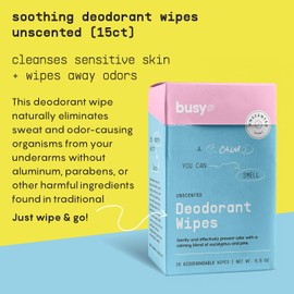 Calm Line Deodorant Wipes - 15ct Unscented Deodorant Wipes for Women w/Zinc, Prebiotics & Papaya - Deodorant Wipes Individually Wrapped - Sweat Wipes for Gentle Brightening, Odor Control & Cleansing