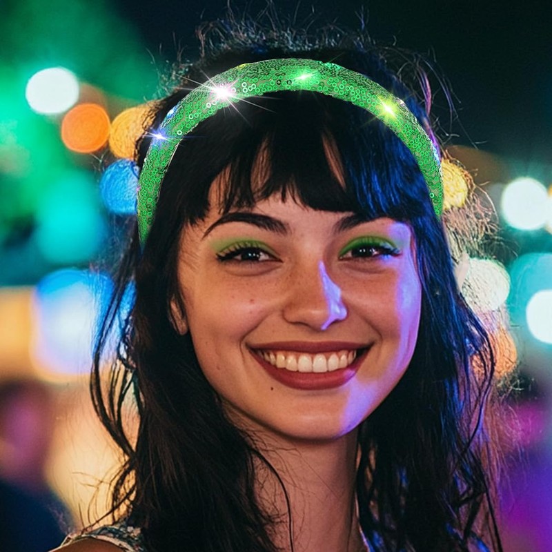 Woeoe Sequin Light Up Headbands Royal Blue Wide Headband Sparkle