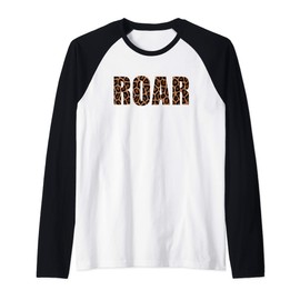 Vintage ROAR Leopard Print Fierce Lion Animal Print Gift Raglan Baseball Tee