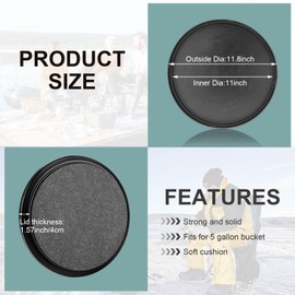 Wenqik 4 Pieces Padded Bucket Lid Seat 5 Gallon Bucket Seat Lid Black Padded Pail Cover with Soft and Thick Cushion for Outdoor Sport Skiing Camping Fishing Indoor