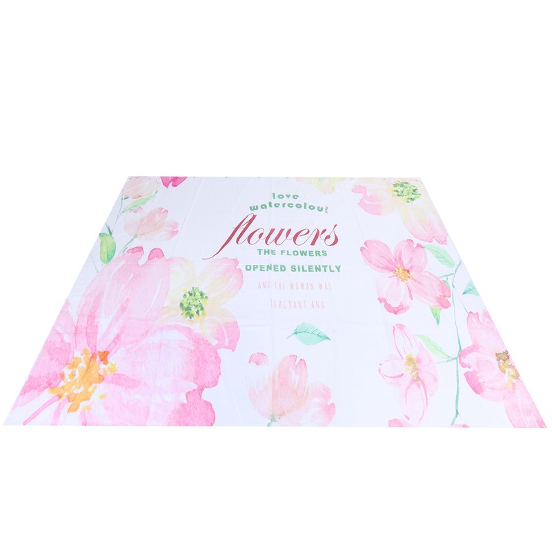 Summer Floral Pattern Shower Curtain with Hook Bathroom Curtain for
