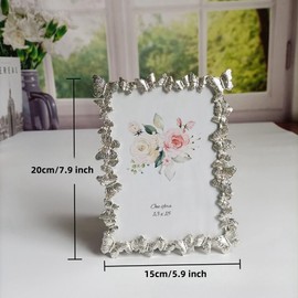 Xshelley 5 x 7 Inch Modern Simple Butterfly Metal Photo Frame, for Vertical and Horizontal Display on Tabletops, Home Decor (Silver)