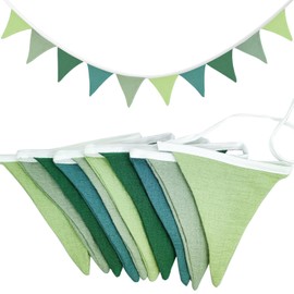 qingmeng Children's Room Fabric Garland, Muslin Wall Decoration, House Bed Decoration, Green, Bunting Children's Room Fabric House Bed Decoration, Garland Children's Room Muslin Wall Decoration