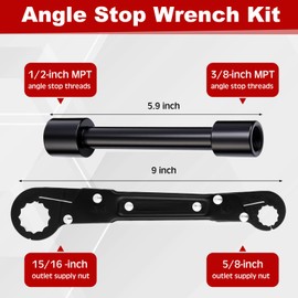 Lanties 4 Pcs Angle Stop Wrench Kit Plumbing Tool, Olive Ring Removal Tool with Diameter of 1/2", 3/4", Compression Sleeve Puller for 1/2" Compression Fitting, Install Angle Stop Nut(Ferrule,Black)