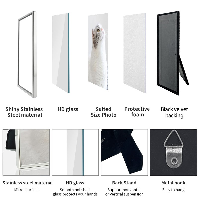 DECANIT 8x10 Picture Frame Metal, Thin Profile Photo Frame 8
