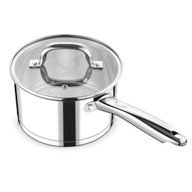 P&P CHEF 3 Quart Saucepan with Lid, Stainless Steel Small Cooking Pot Induction Sauce Pan for Pasta Soup, Ergonomic Handle & Tri-ply Base, Dishwasher Safe