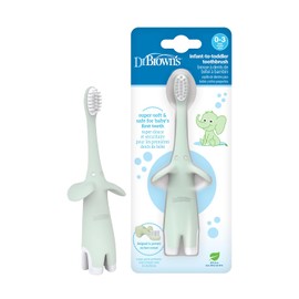 Dr. Brown's - cepillo para polvo de dientes de bebé a niño pequeño, elefante, menta, 0-3 años