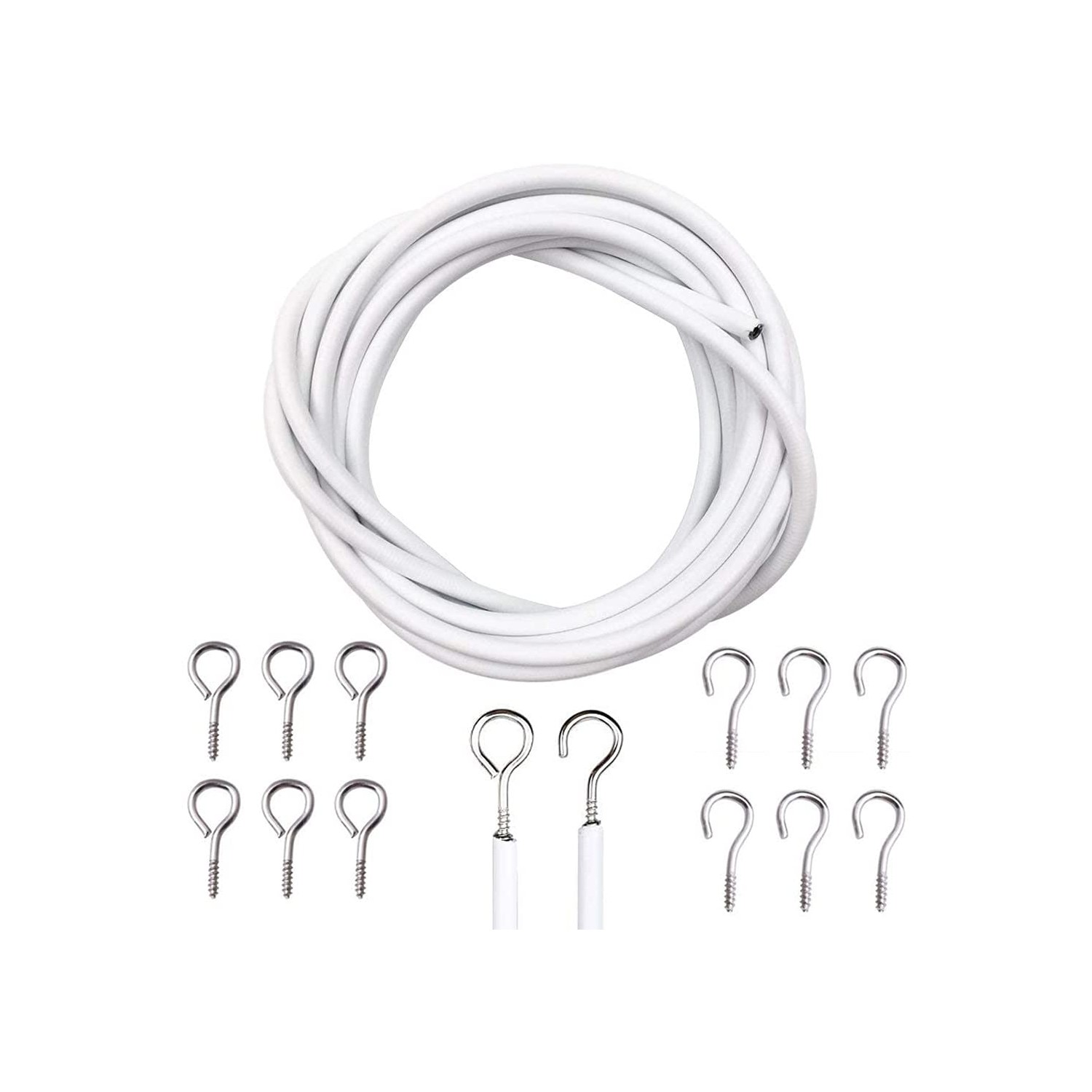 D.A.Y. Republic 4 Meter Curtain Wire Cord with 8 Pairs of Hooks & Eyes ...