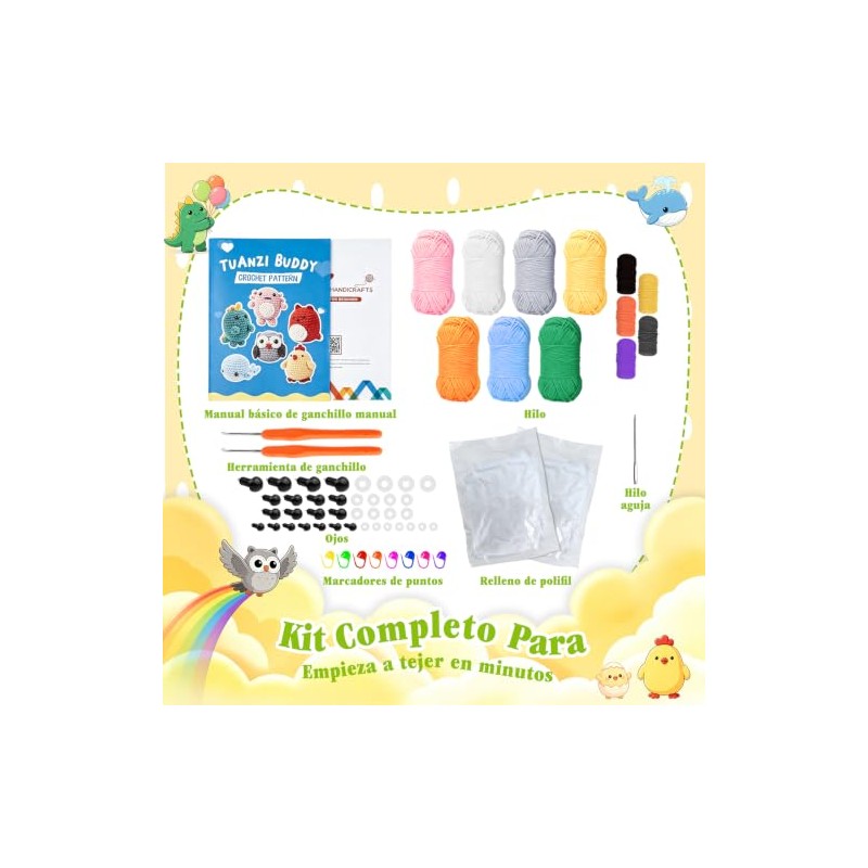 7CDXD - 6 Kit de Crochet para Principiantes, Animales Crochet