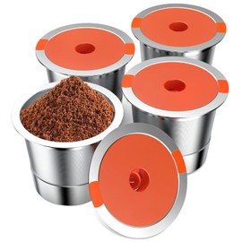 Reusable K Cups For Keurig keurig reusable coffee pods Compatible with 1.0 and 2.0 Keurig Single Cup Coffee Maker Stainless Steel K Cup,Non-BPA(4 pack)