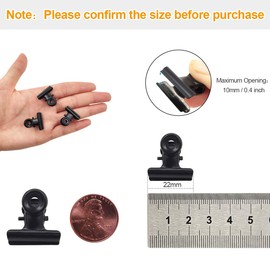 Coideal Small Bulldog Paper Clips - 120 Pcs Mini Black Metal Hinge Bull Clips 22mm Tiny Binder Paper Clamps for Pictures, Photos