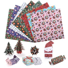 Golden Bell Origami Paper Christmas Folding Paper Coloured Paper Christmas Motif for DIY Arts and Craft Projects Decoration (48 Sheets 8 Designs, 15 x 15 cm)