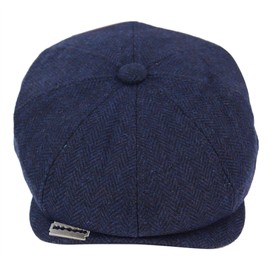 TruClothing.com Men's Hat Cap Hat Tweed Herringbone Design Razor Style Blinders Design, navy