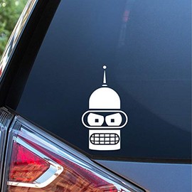 Sunset Graphics & Decals Bender Face Futurama Decal Vinyl Car Sticker | Cars Trucks Skateboard Vans Walls Computer Cooler Laptop | White | 5.5 inches | SGD000192